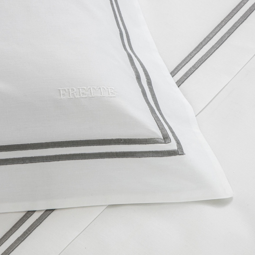 Frette Classic Duvet Cover Double Border King 2 Standard Shams White Navy Luxury - Picture 3 of 8